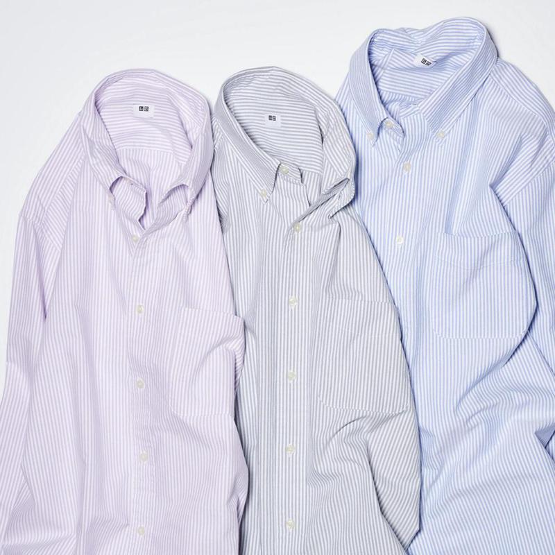 Uniqlo Oxford (Stripe) Men Shirts Blue  US |  UKNH-40526