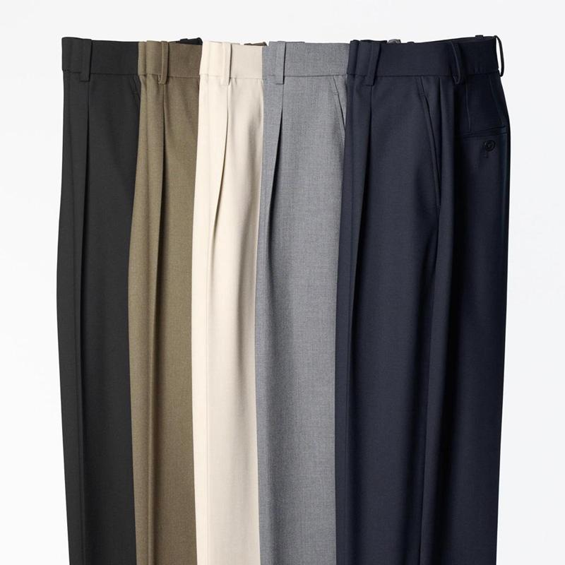 Uniqlo Pleated Wide (Long) Women Trousers Natural  US |  ISDB-39872