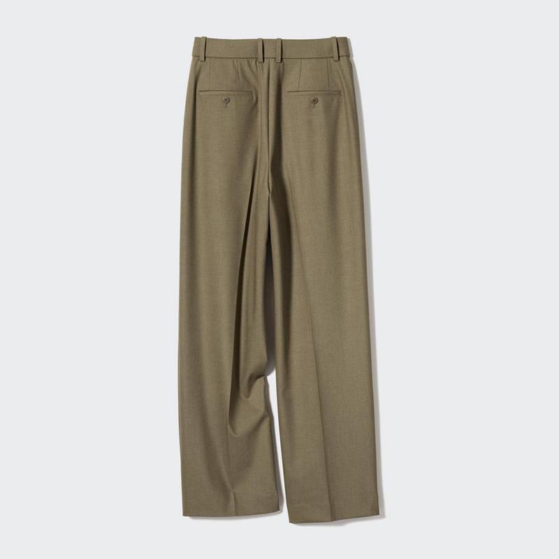 Uniqlo Pleated Wide (Long) Women Trousers Black  US |  ILTY-58643