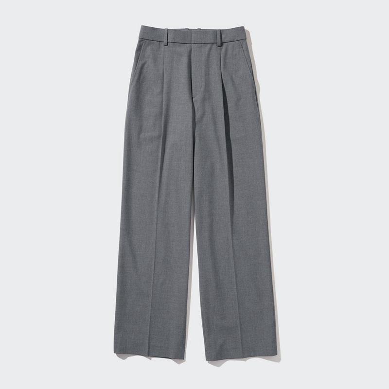 Uniqlo Pleated Wide (Long) Women Trousers Black  US |  ZYNG-04516