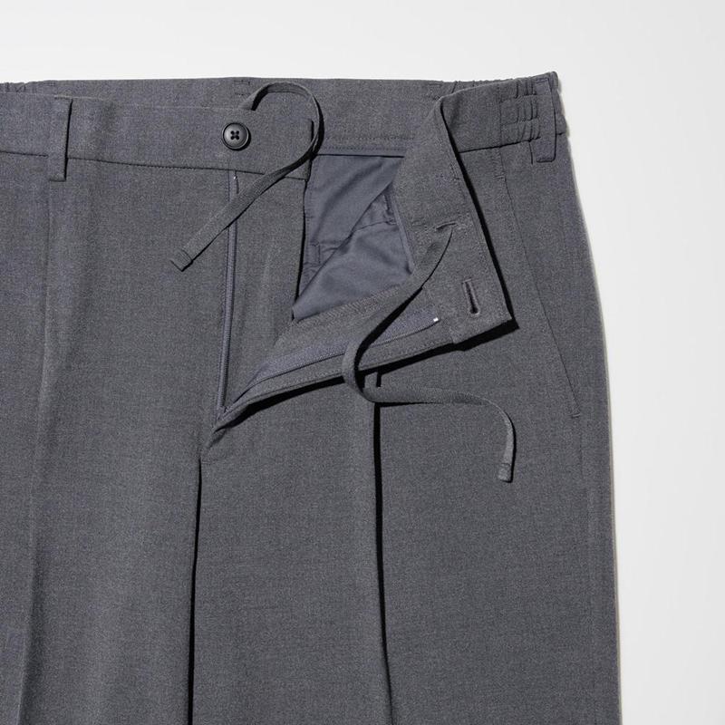 Uniqlo Pleated Wide Men Trousers Grey  US |  FVIL-20657