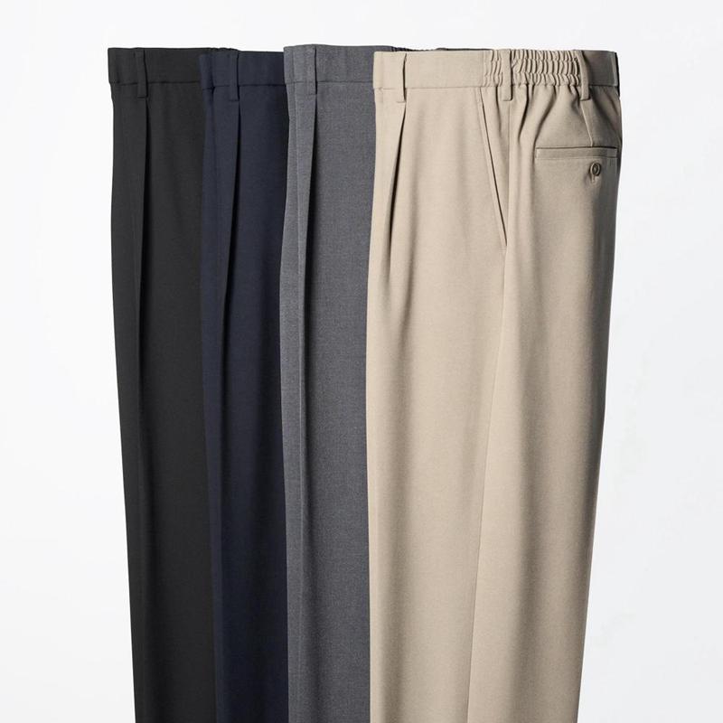 Uniqlo Pleated Wide Men Trousers Grey  US |  KYHO-80239