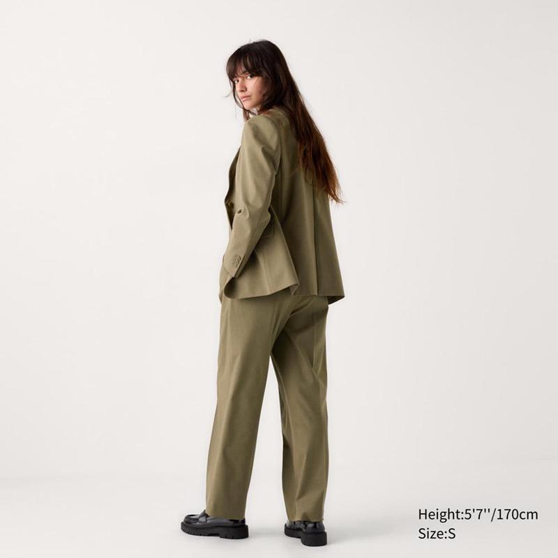 Uniqlo Pleated Wide Women Trousers Grey  US |  RJTS-64903