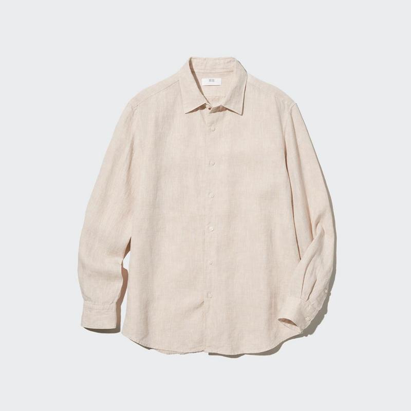 Uniqlo Premium Linen Men Shirts Beige  US |  WYVU-19852