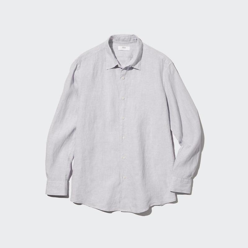 Uniqlo Premium Linen Men Shirts Blue  US |  IZJK-16027