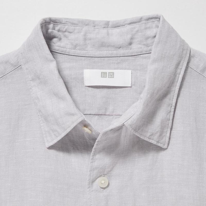 Uniqlo Premium Linen Men Shirts Grey  US |  DAMP-47019