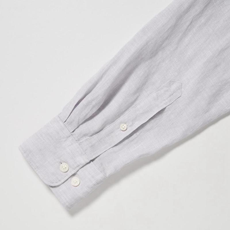 Uniqlo Premium Linen Men Shirts Grey  US |  DAMP-47019