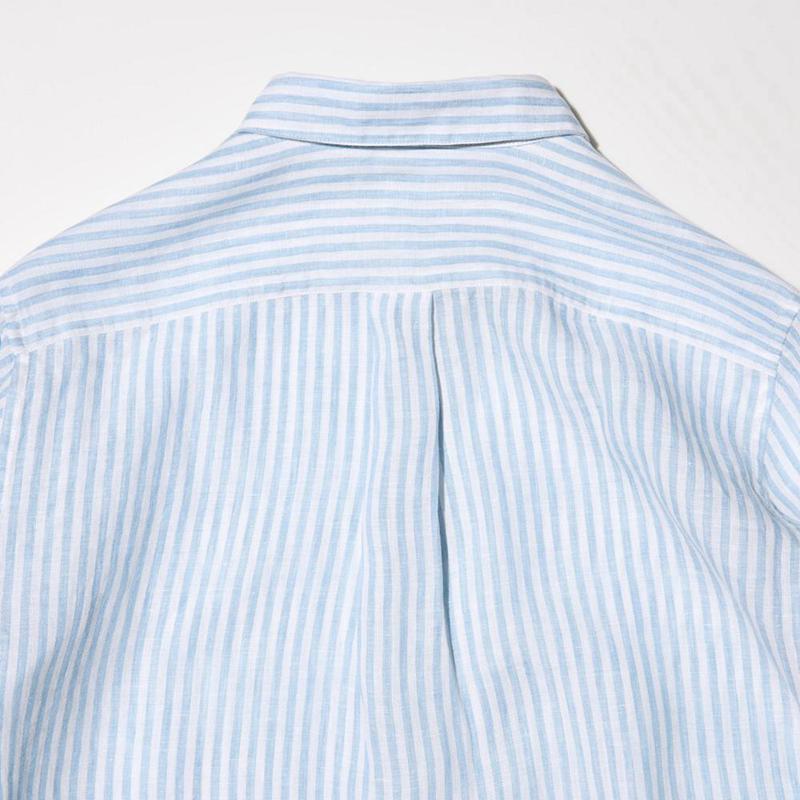 Uniqlo Premium Linen (Stripe) Women Shirts Blue  US |  CVAP-69130