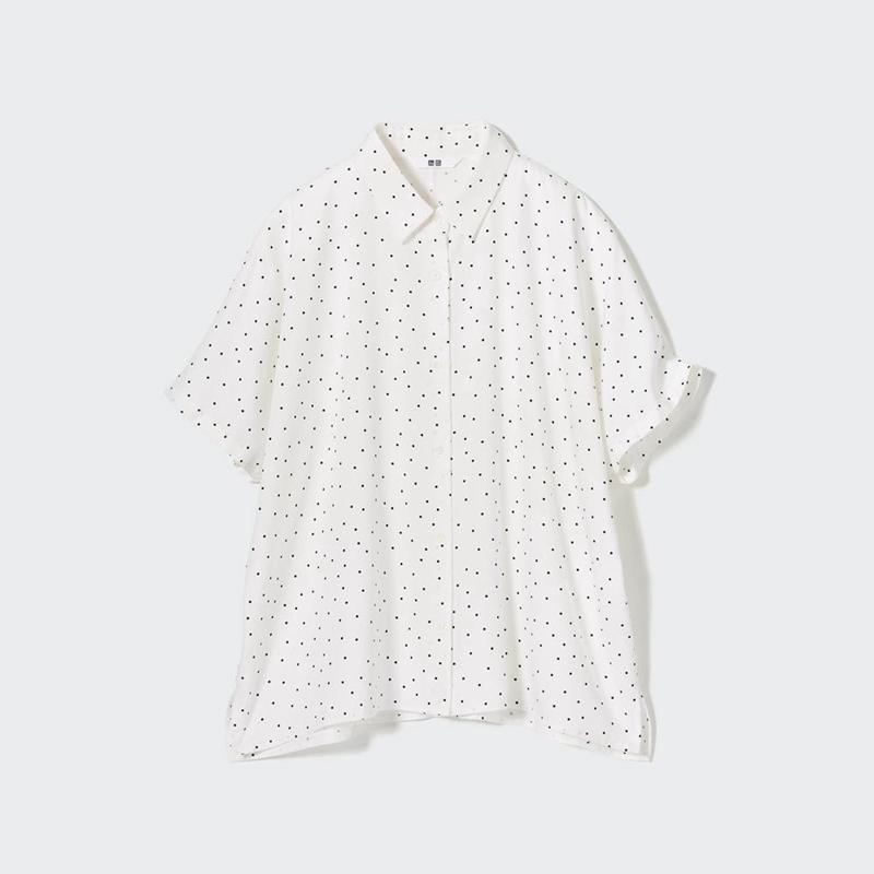 Uniqlo Rayon (Print) Women Blouse Off White  US |  KWFS-85061