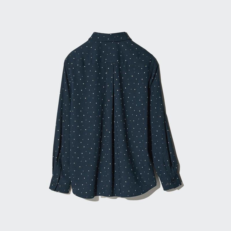 Uniqlo Rayon (Printed) Women Blouse Navy  US |  YFUG-63579