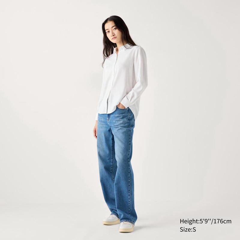 Uniqlo Rayon Women Blouse White  US |  QMJP-82607