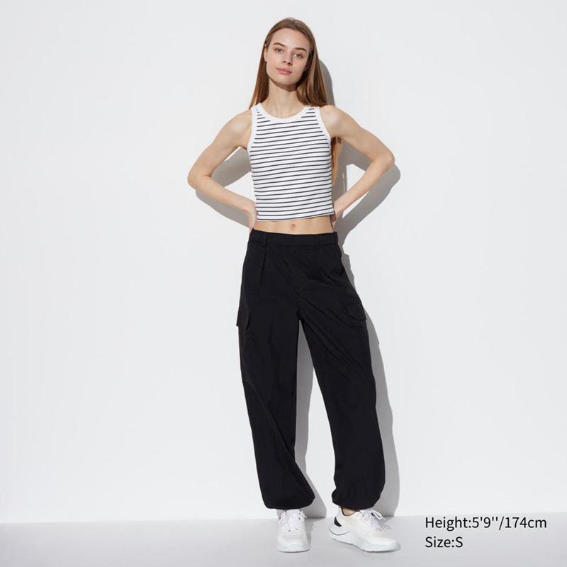 Uniqlo Ribbed Cropped Fit Women Tank Tops Off White  US |  LXRM-17654