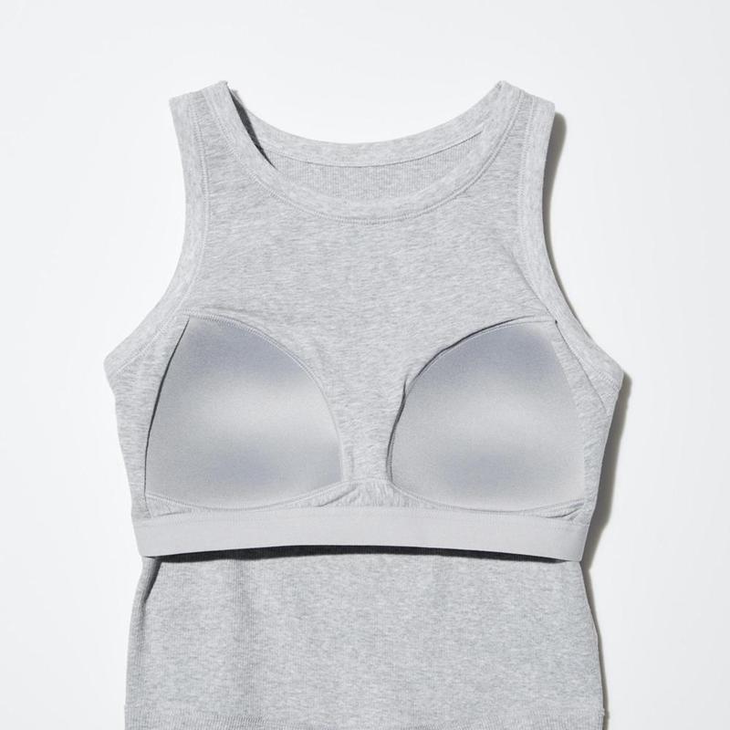 Uniqlo Ribbed Cropped Fit Women Tank Tops Grey  US |  FDYA-90318