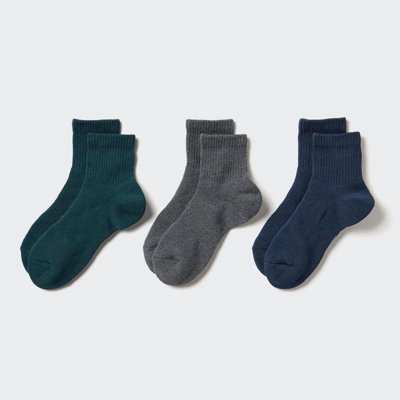 Uniqlo (Ribbed Pile, 3 Pairs) Women Socks Tights Dark Green  US |  AQID-82931