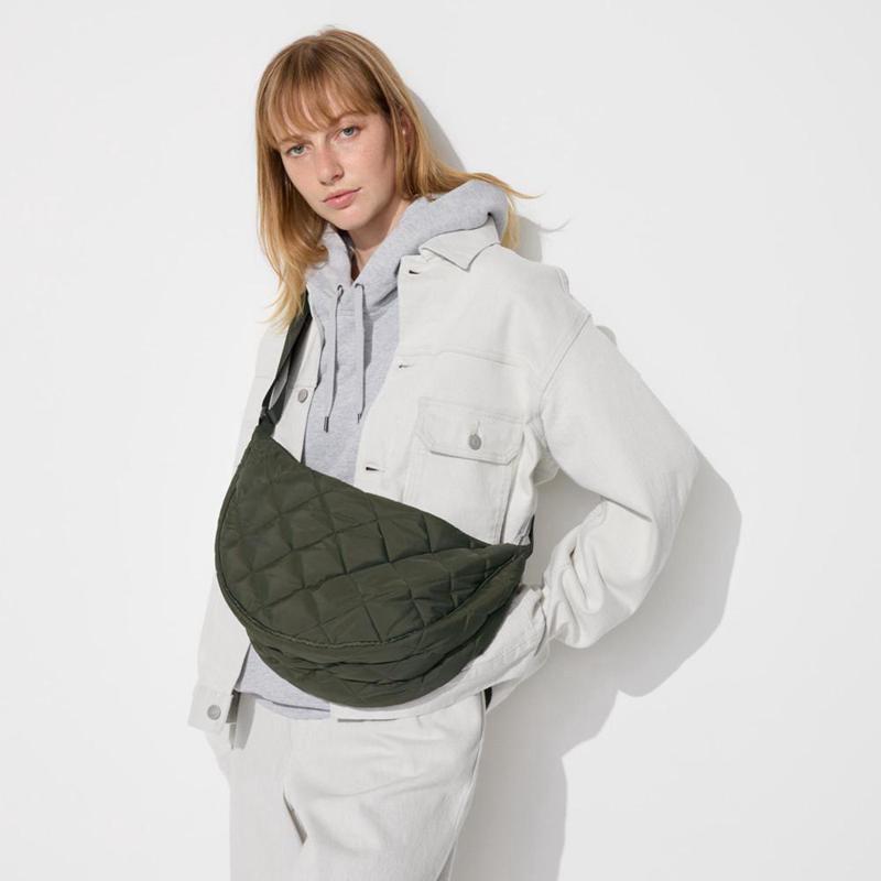 Uniqlo Round (Quilted) Women Shoulder Bag Olive  US |  BADE-39561