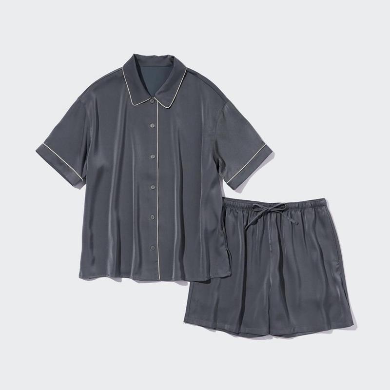 Uniqlo Satin (Short Sleeve) Women Pyjamas Grey  US |  FSLV-07913