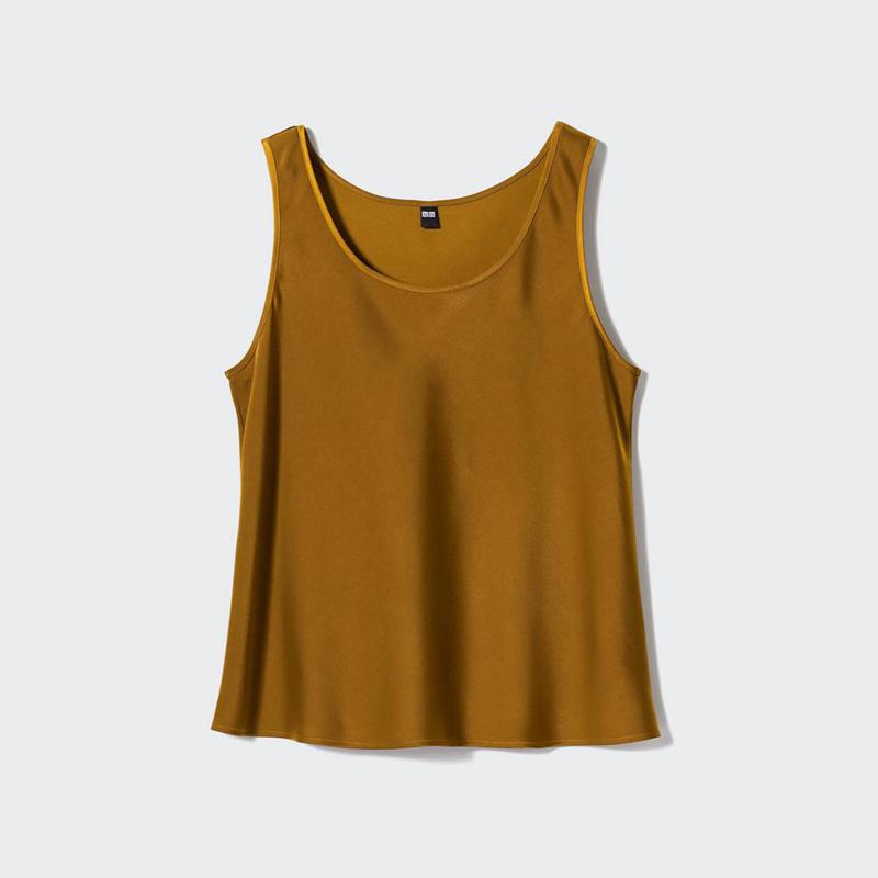 Uniqlo Satin (Sleeveless) Women Blouse Brown  US |  BAXD-82617