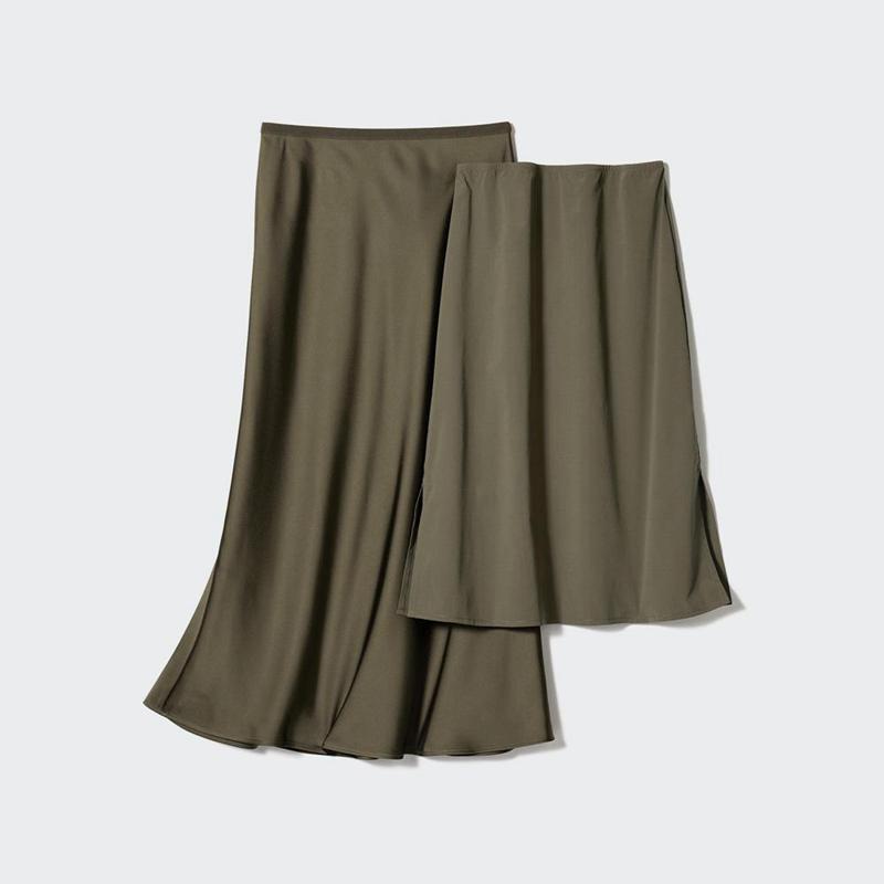 Uniqlo Satin Women Skirts Natural  US |  JAES-72948