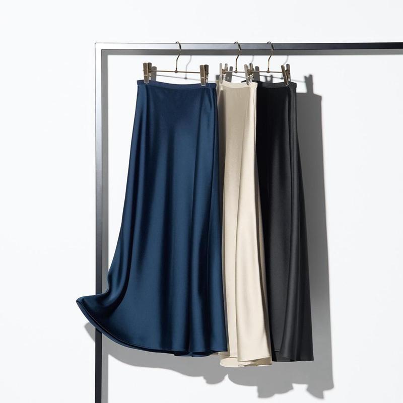 Uniqlo Satin Women Skirts Olive  US |  JZBW-25943