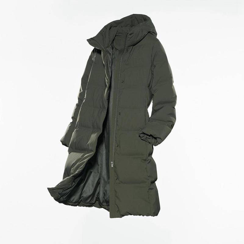 Uniqlo Seamless Down Long Women Coats Dark Green  US |  DKXR-06928