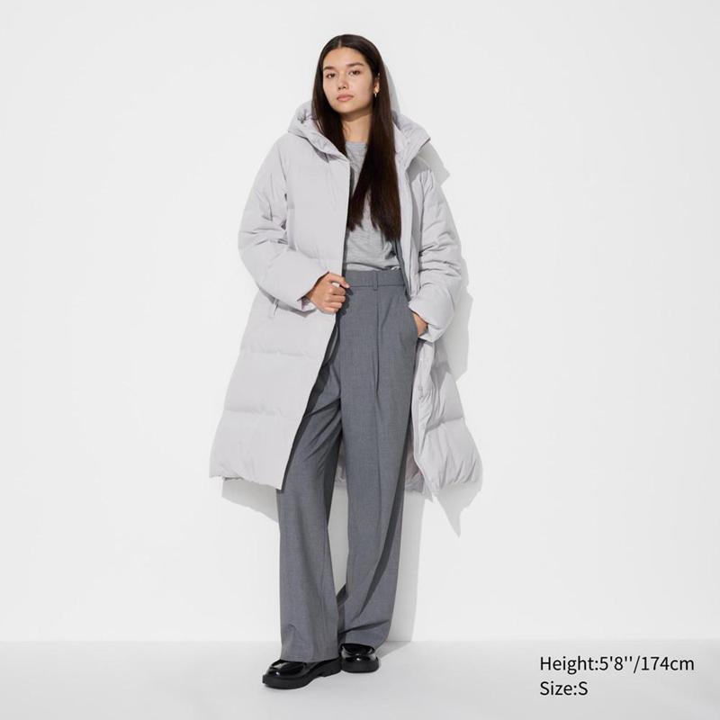 Uniqlo Seamless Down Long Women Coats Light Grey  US |  XABM-74620