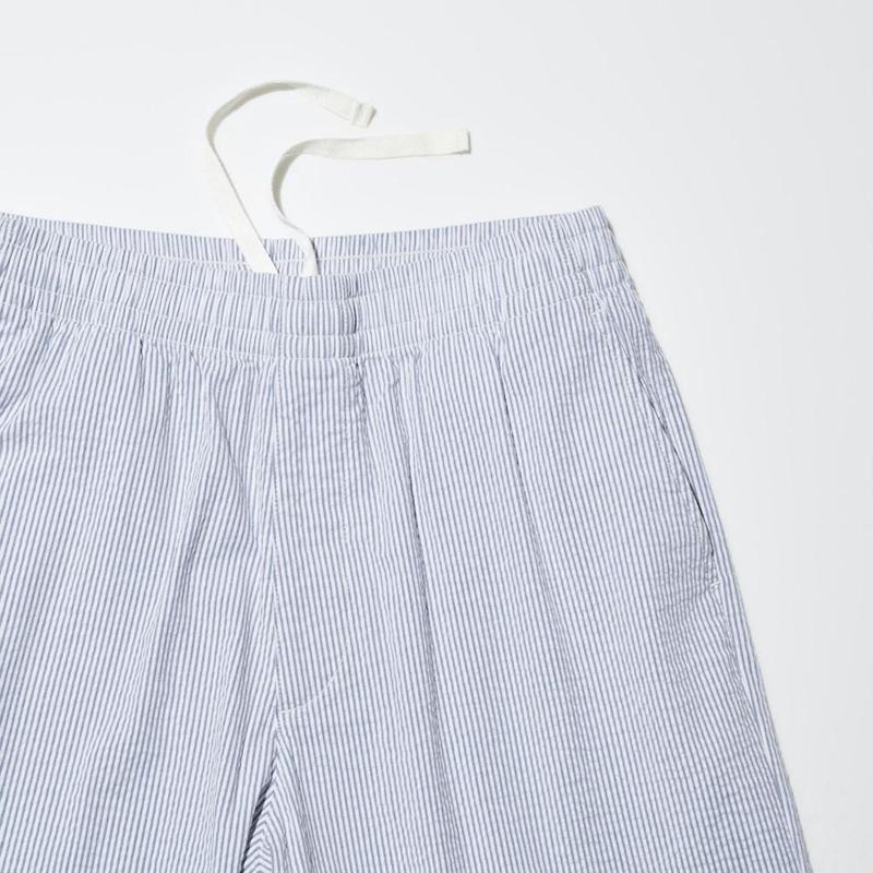 Uniqlo Seersucker Stretch Easy Men Shorts Navy  US |  YDGI-91723