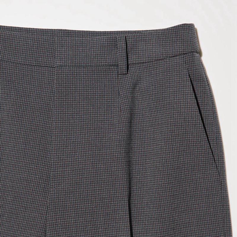 Uniqlo Smart Ankle (Check) Women Trousers Dark Grey  US |  JRDT-72169