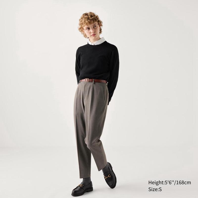 Uniqlo Smart Ankle (Check) Women Trousers Dark Grey  US |  JRDT-72169