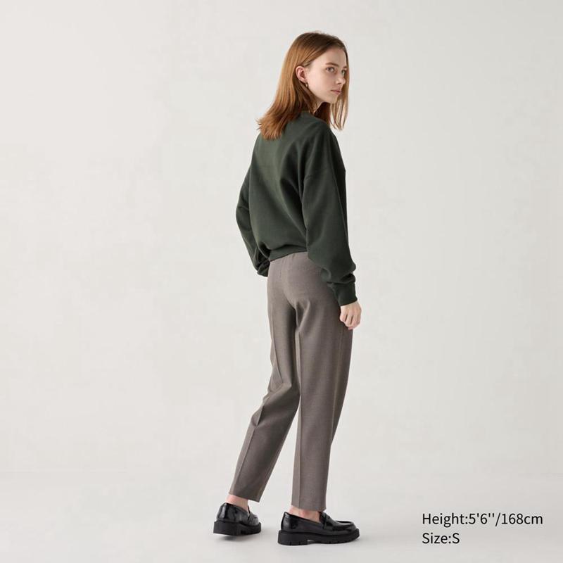 Uniqlo Smart Ankle (Check) Women Trousers Dark Grey  US |  JRDT-72169