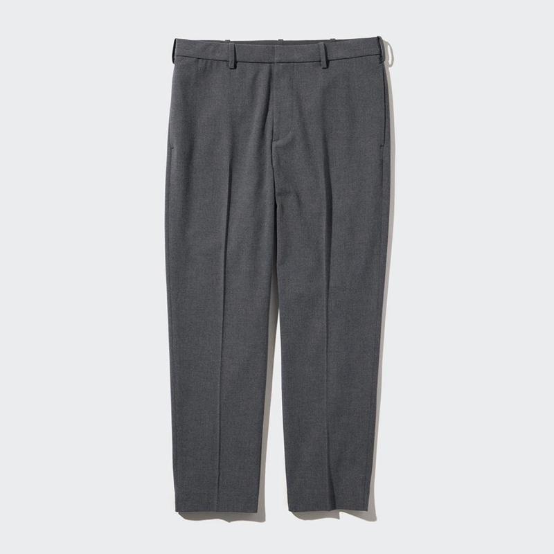 Uniqlo Smart Wool-Like Ankle Length (Long) Men Trousers Black  US |  QBON-70936