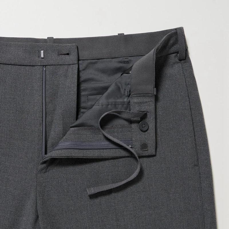 Uniqlo Smart Wool-Like Ankle Length (Long) Men Trousers Black  US |  LQRN-63294