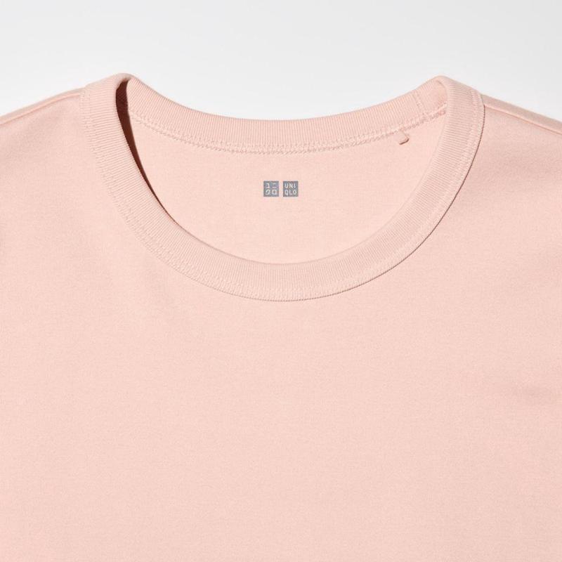 Uniqlo Smooth Cotton Stretch Crew Neck Long Sleeve Women T-Shirts Pink  US |  RPJF-24715