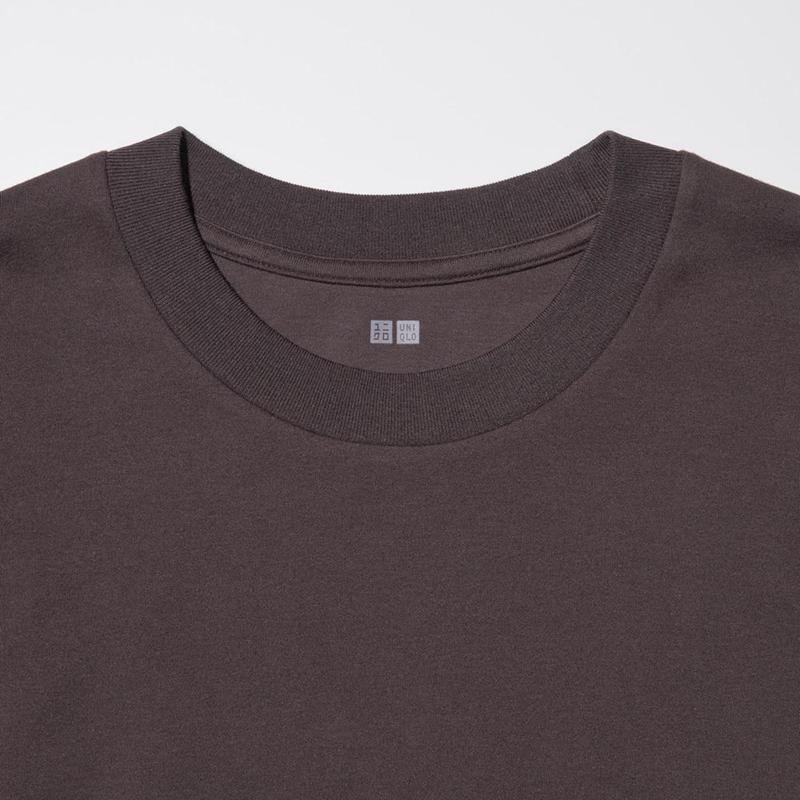 Uniqlo Soft Brushed Crew Neck (Long Sleeve) Men T-Shirt Dark Grey  US |  XTBH-90864