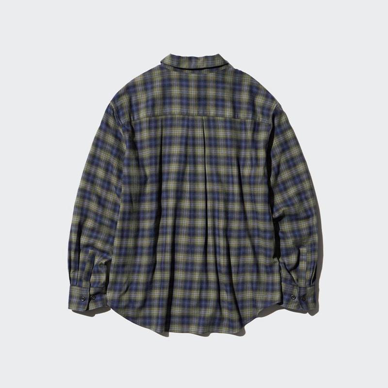 Uniqlo Soft Flannel Skipper (Check) Women Shirts Light Grey  US |  TVWM-76904