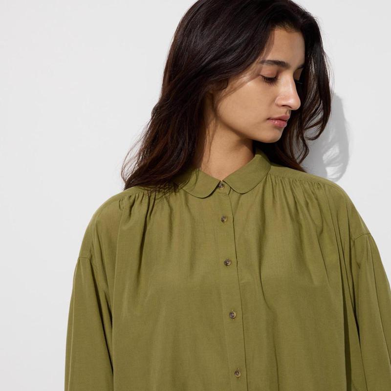 Uniqlo Soft Lawn Gathered Women Blouse Off White  US |  ZCFB-43210