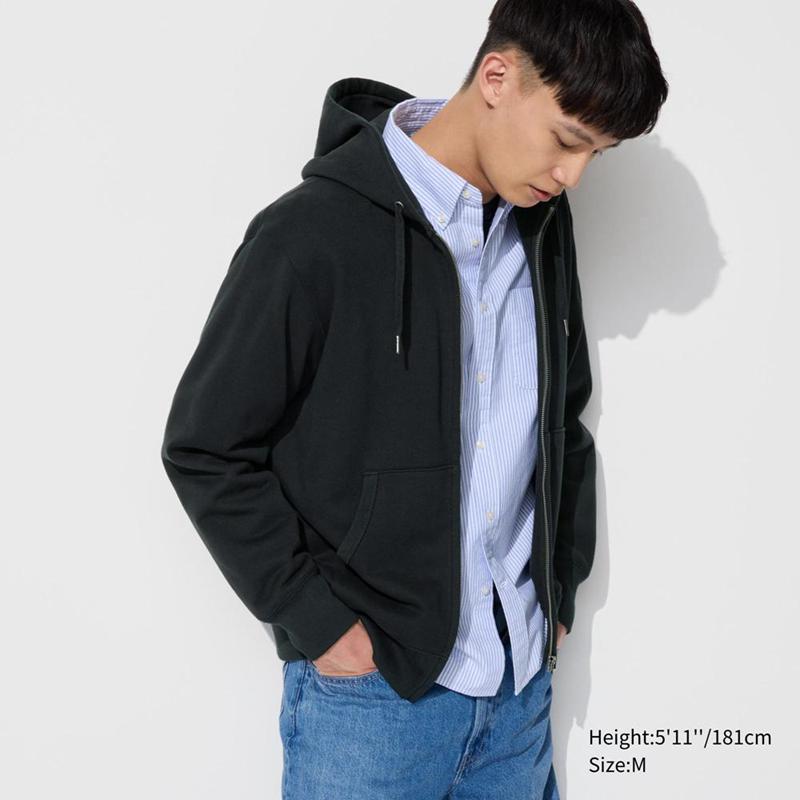 Uniqlo Sweat Full-Zip Men Hoodie Black  US |  KLNA-51236