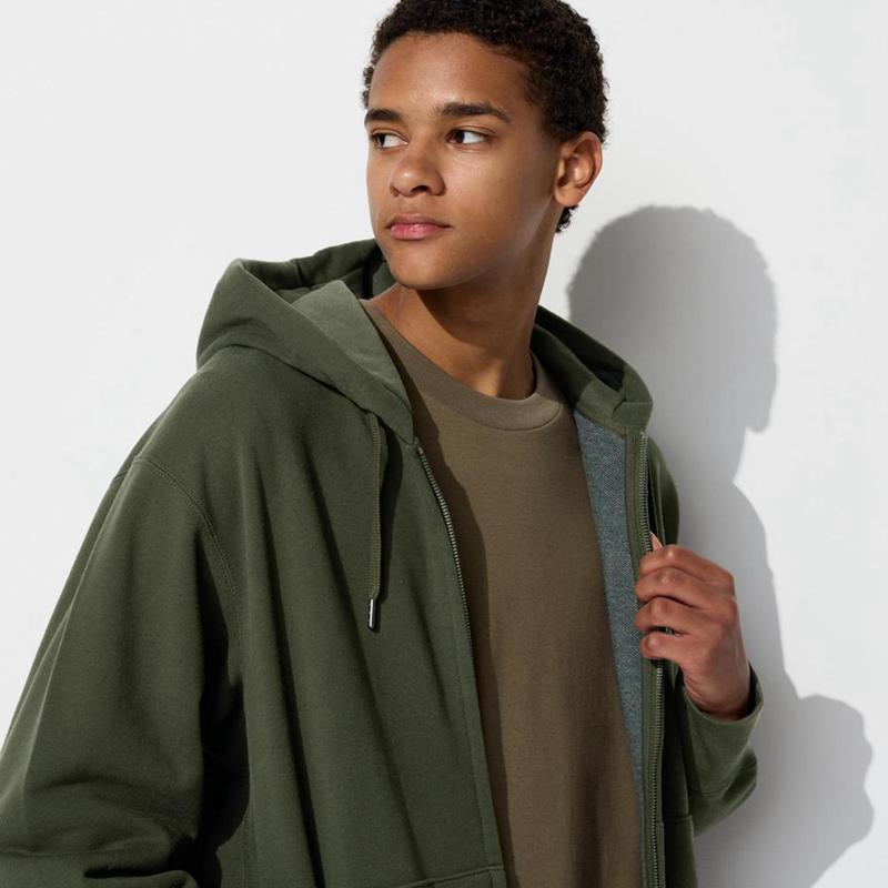 Uniqlo Sweat Full-Zip Men Hoodie Olive  US |  BMUO-61087