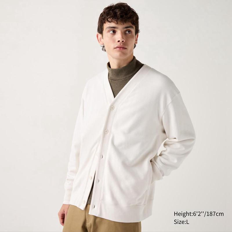 Uniqlo Sweat Men Cardigan Off White  US |  HXSR-57692