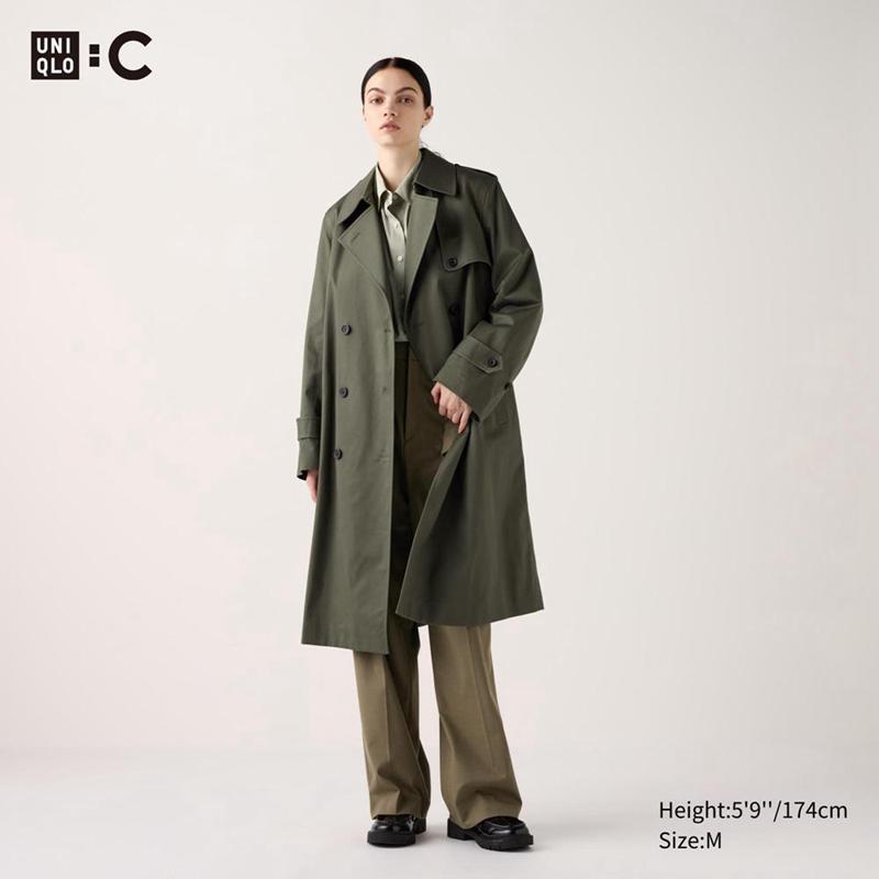 Uniqlo Trench Women Coats Olive  US |  TUAY-29041