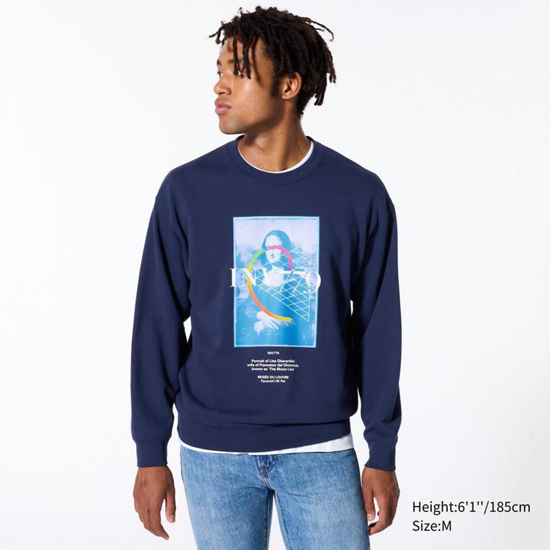 Uniqlo UT Archive Louvre Graphic Men Sweatshirt Navy  US |  ZDUE-34095