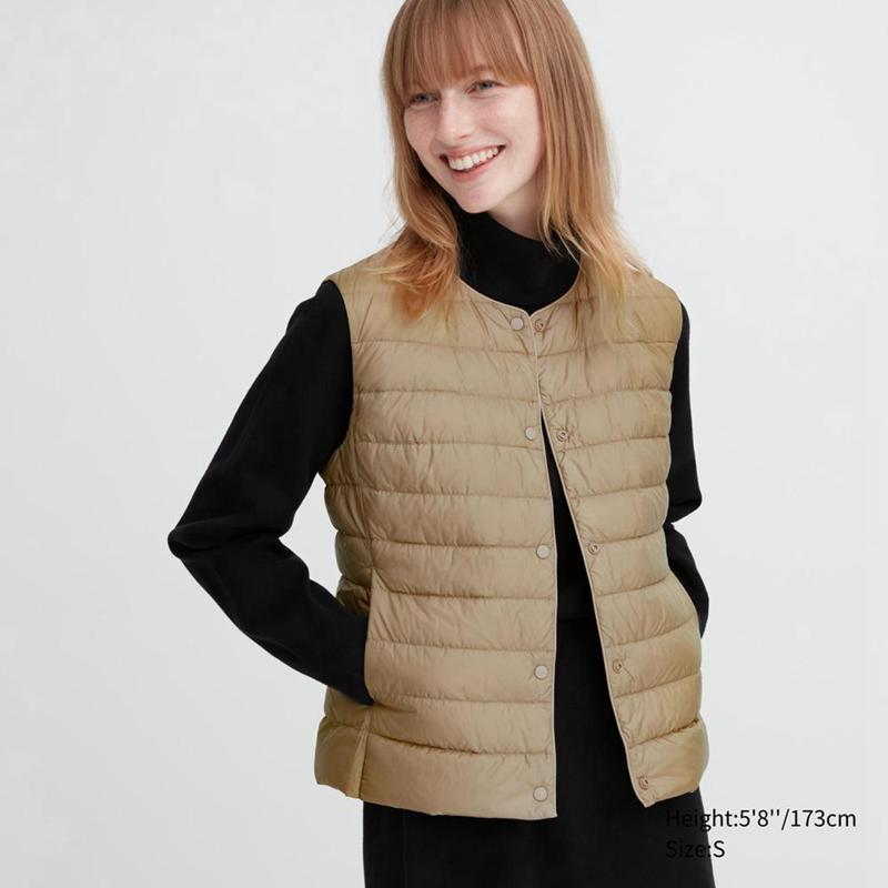 Uniqlo Ultra Light Down Compact Women Vests Beige  US |  SGNQ-06927