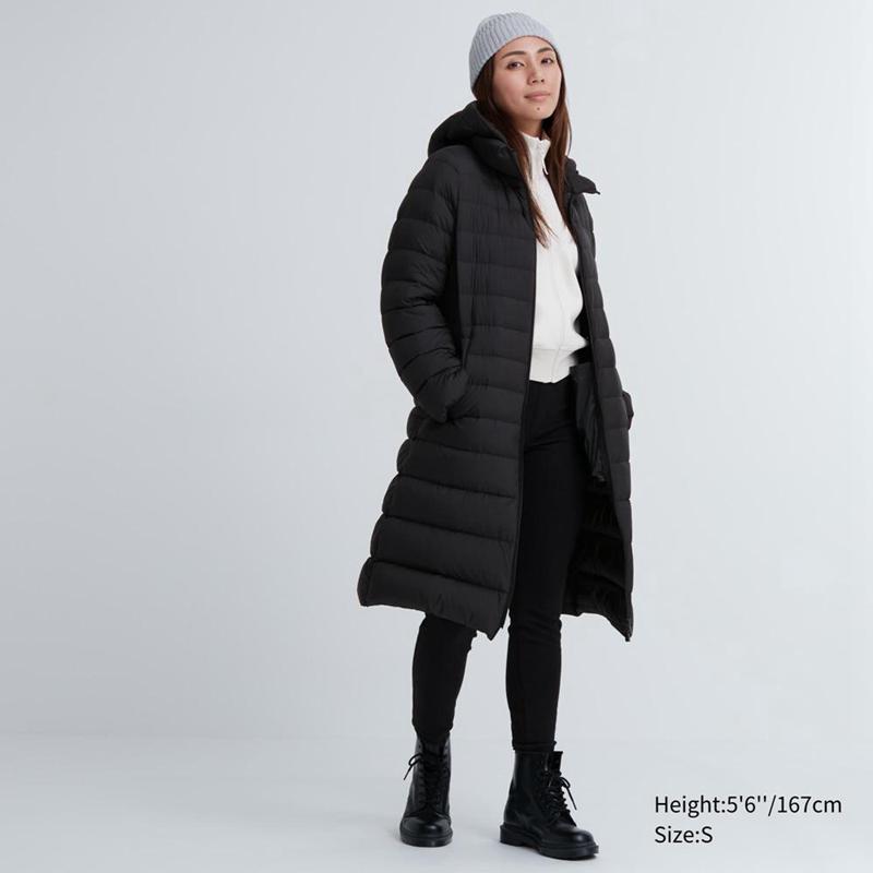 Uniqlo Ultra Light Down Long Women Coats Black  US |  WOJN-58964