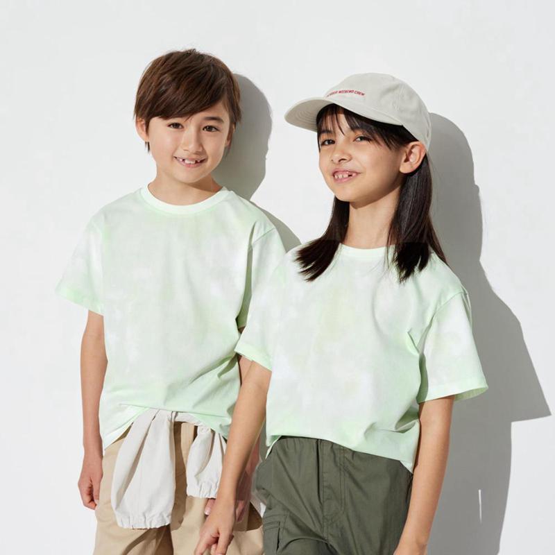 Uniqlo Ultra Stretch DRY-EX Crew Neck (Printed) Kids\' T-Shirt Light Green  US |  OCWH-18250