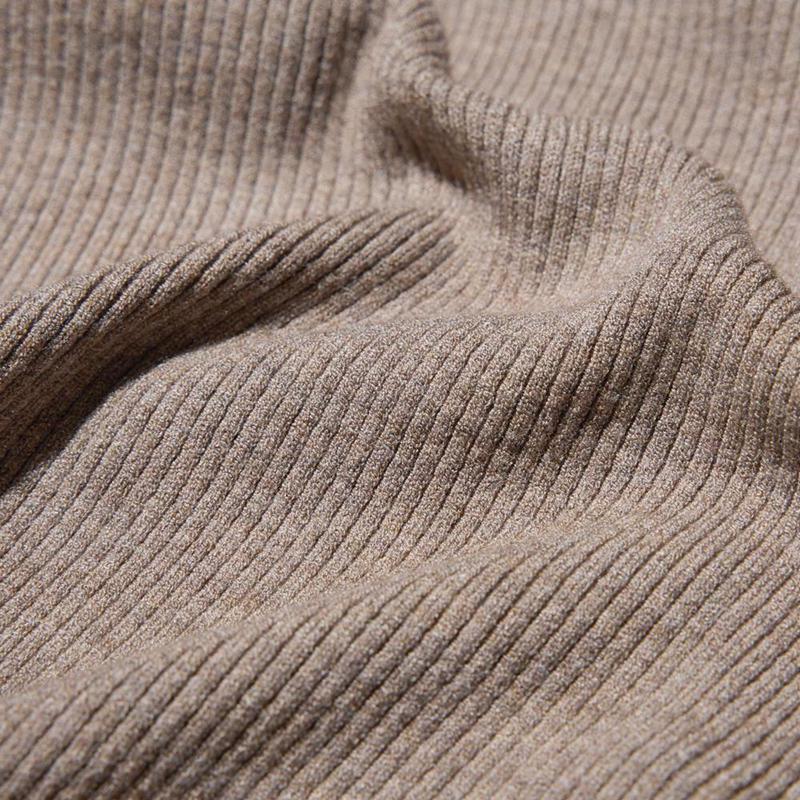 Uniqlo Washable Knit Ribbed Polo Women Jumper Natural  US |  IQZG-84512