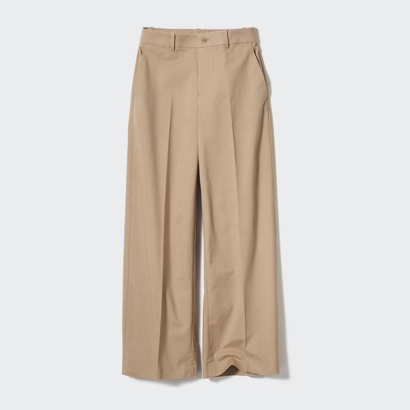 Uniqlo Wide Chino (Long) Women Trousers Beige  US |  WSIQ-38571