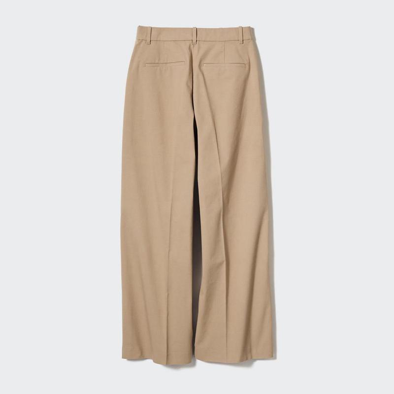 Uniqlo Wide Chino (Long) Women Trousers Beige  US |  ROFJ-86521