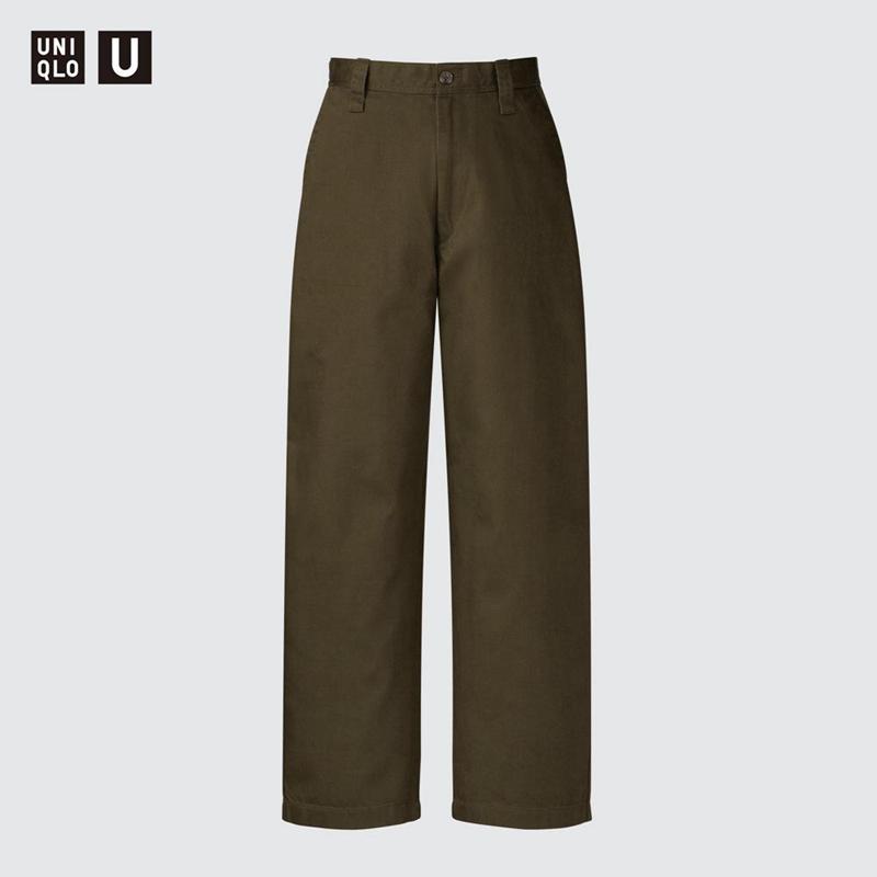 Uniqlo Wide Chino Men Trousers Brown  US |  KIAW-94316