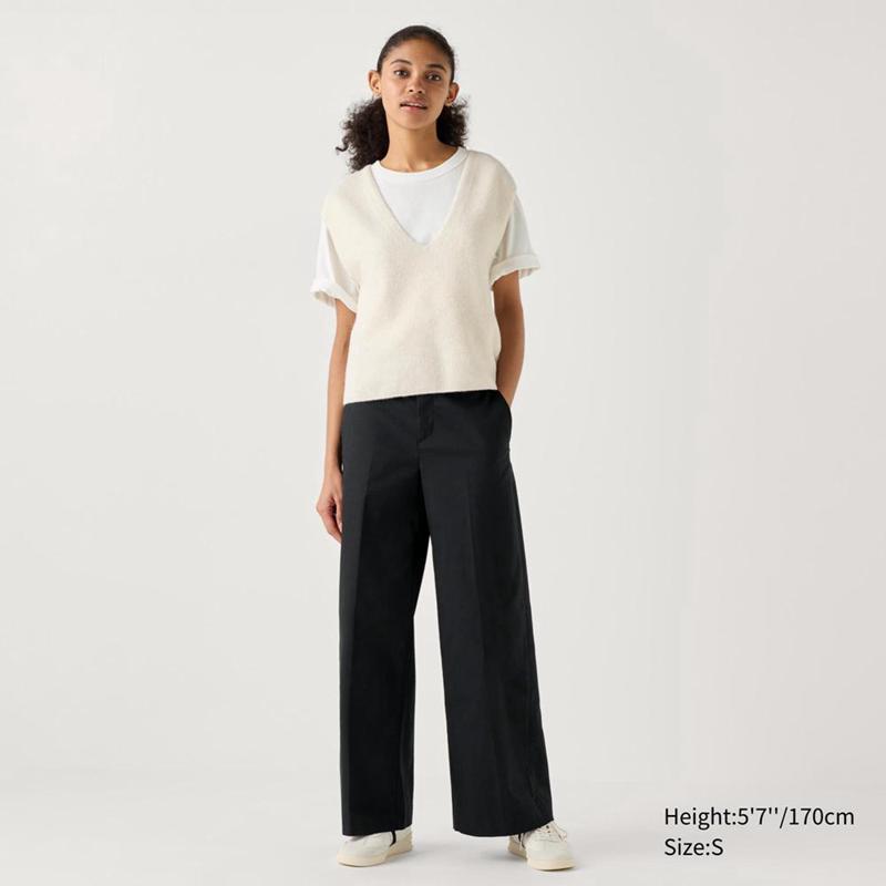 Uniqlo Wide Chino Women Trousers Black  US |  PGIF-09837