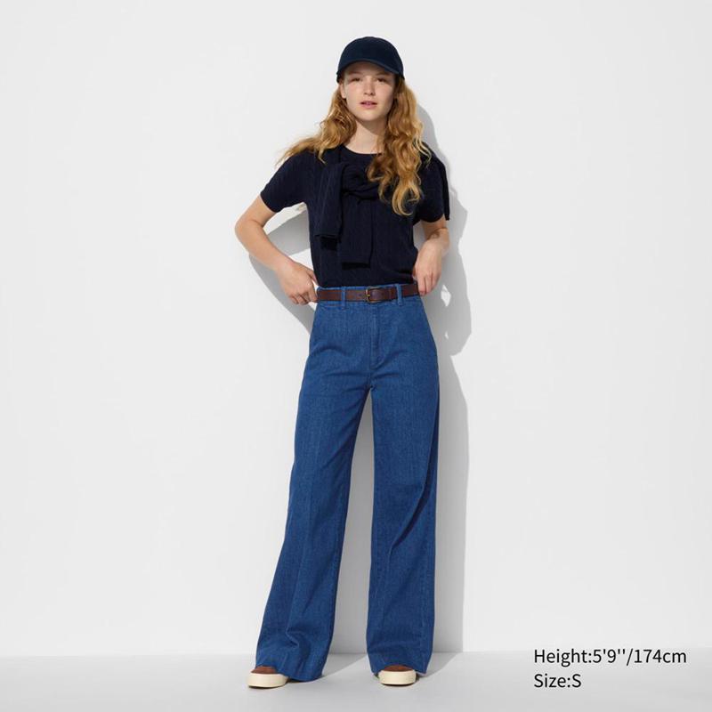 Uniqlo Wide (Long) Women Jeans Blue  US |  VWMG-37018