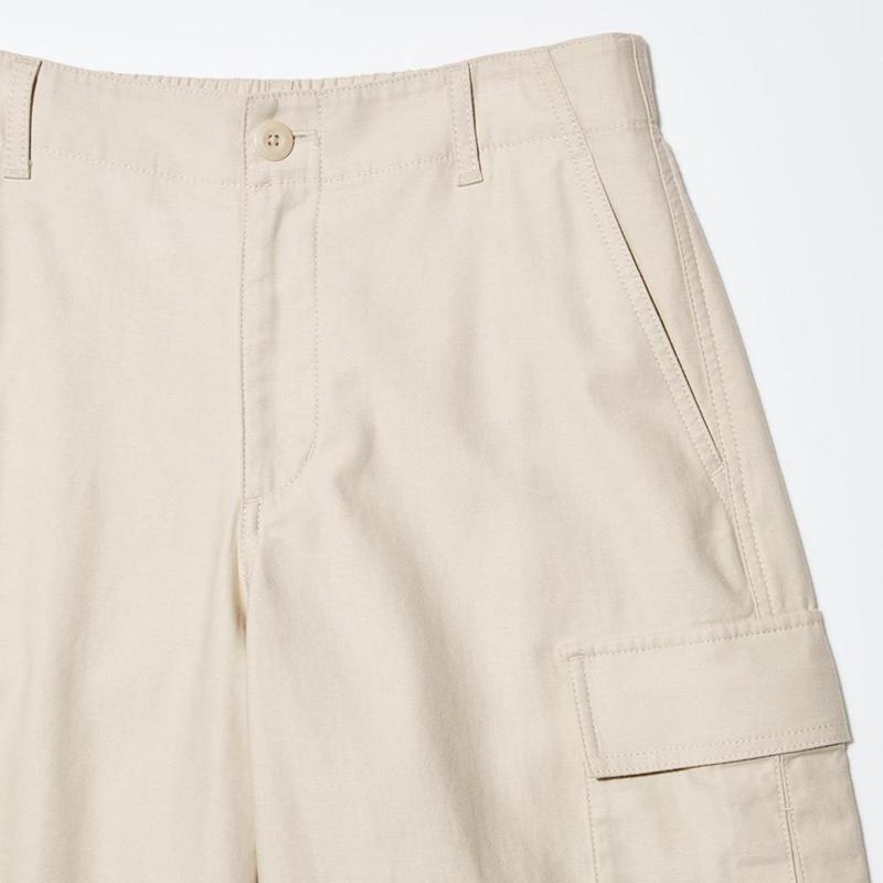 Uniqlo Wide Straight Cargo Women Trousers Natural  US |  GHRI-54916